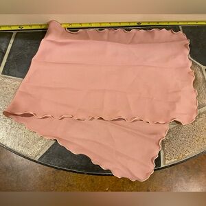 Vintage Ruffle Edge Crepe Rectangular Scarf 30”L Blush Pink